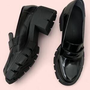 Black chunky loafers